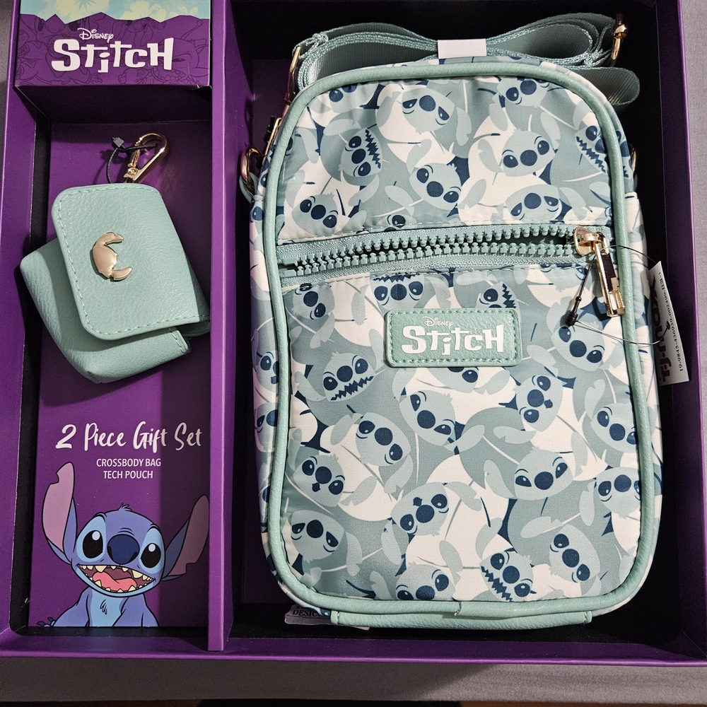Disney Stitch Crossbody Bag and Tech Pouch Set
